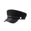 Retro Women Spring New Hot Selling Everything Cotton Hemp Beret Temperament Leather Brim Painter Hat Trend Octagon Hat