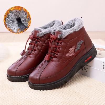 Зимние бархатные утепленные сноубутсы водонепроницаемые женские ботинки старые пекинские материнские хлопковые туфли короткие ботинки женские для среднего и пожилого возраста на толстой подошве c