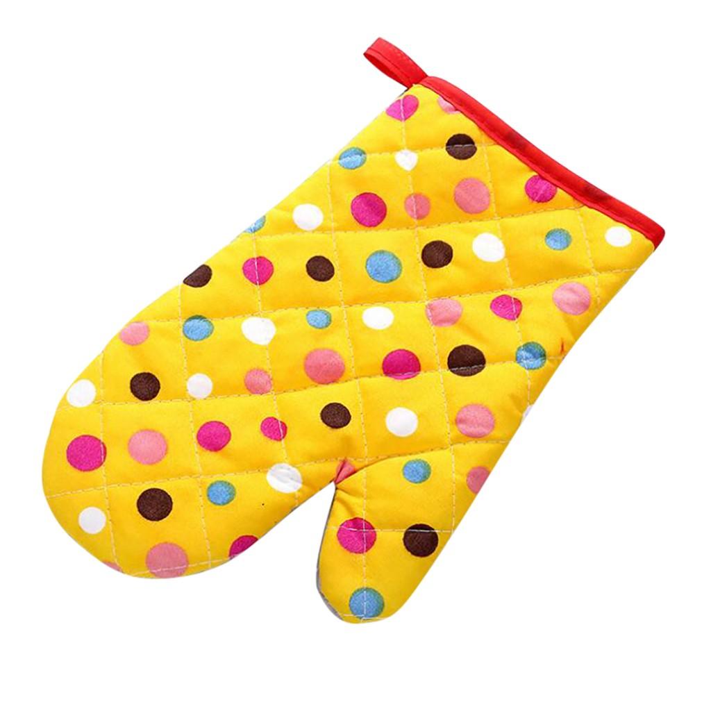 Kitchen Cooking Microwave Oven Gloves Mitts Dot Pot Pad Heat Proof Protected