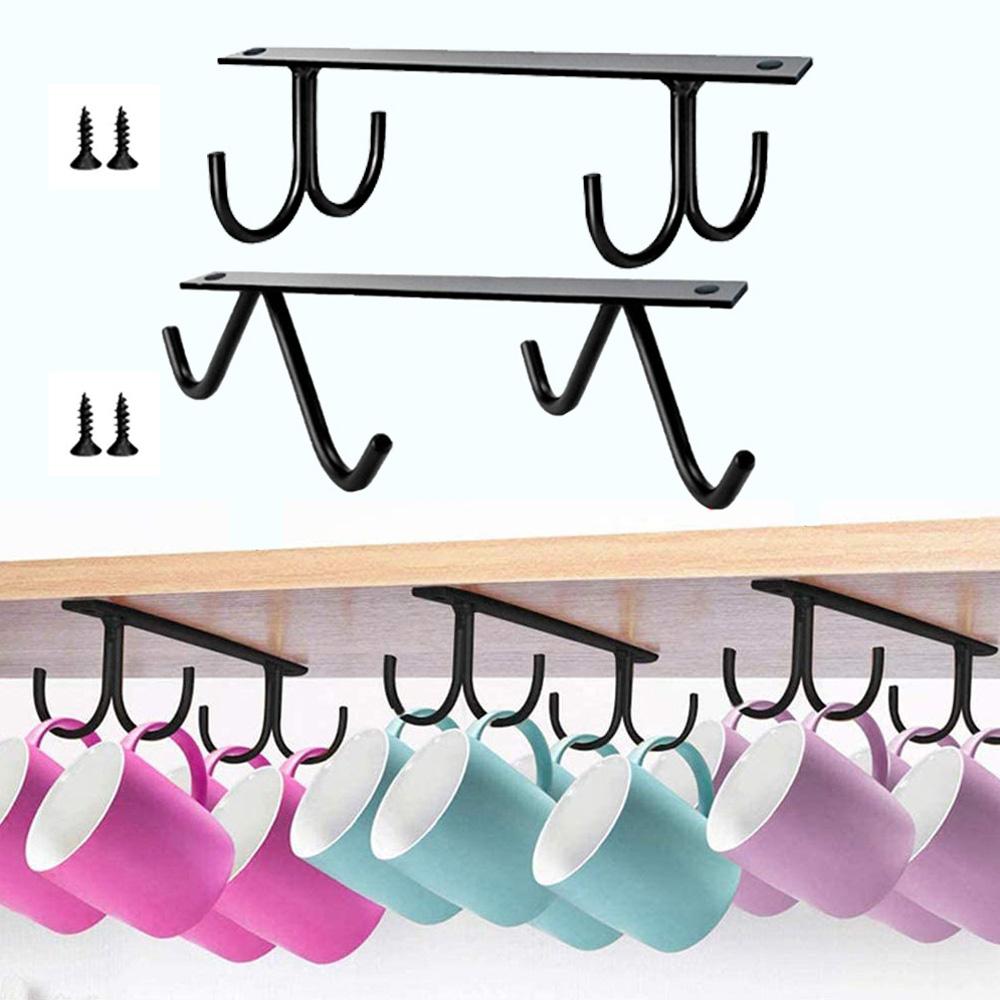 Multi-Purpose Coffee Cup Cupboard Kitchen Utensil Mug Rack Cup Hanger Cup Holder Storage Shelf