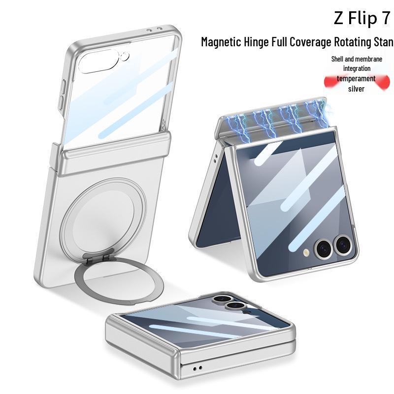 Магнитный чехол Samsung Z Flip7 с вращающейся подставкой и защитой шарнира по всей поверхности