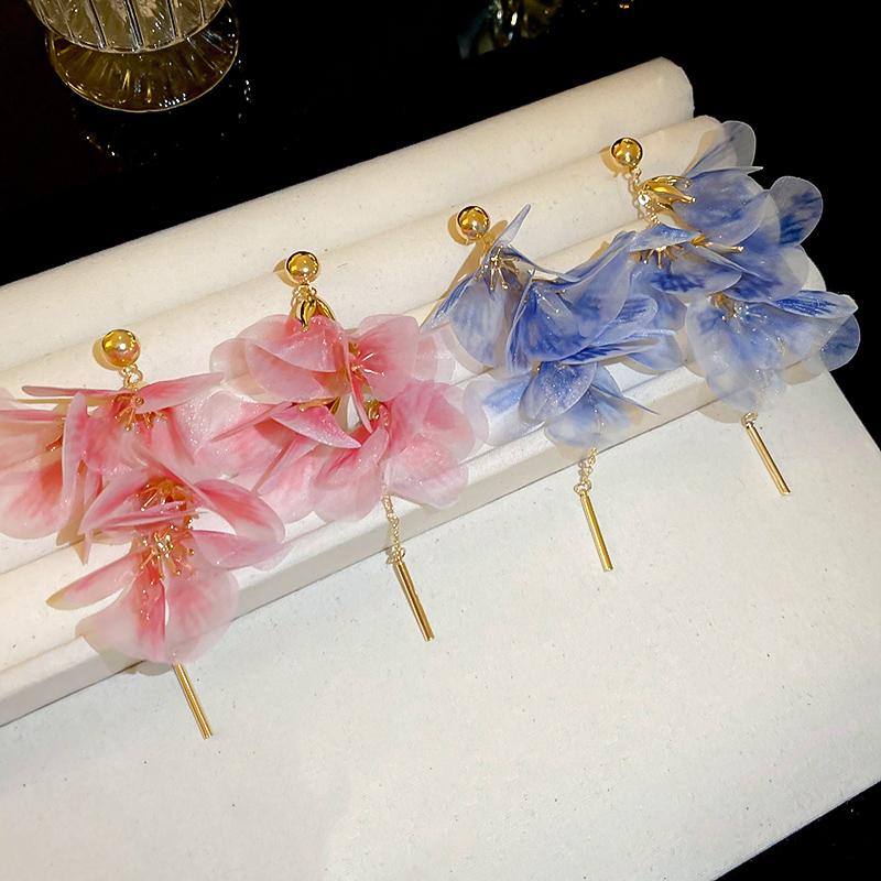 Праздничный стиль, серьги с ручной работы, с кружевными цветами и кисточками, милые и элегантные, нишевый темперамент, серьги высокого уровня, женские