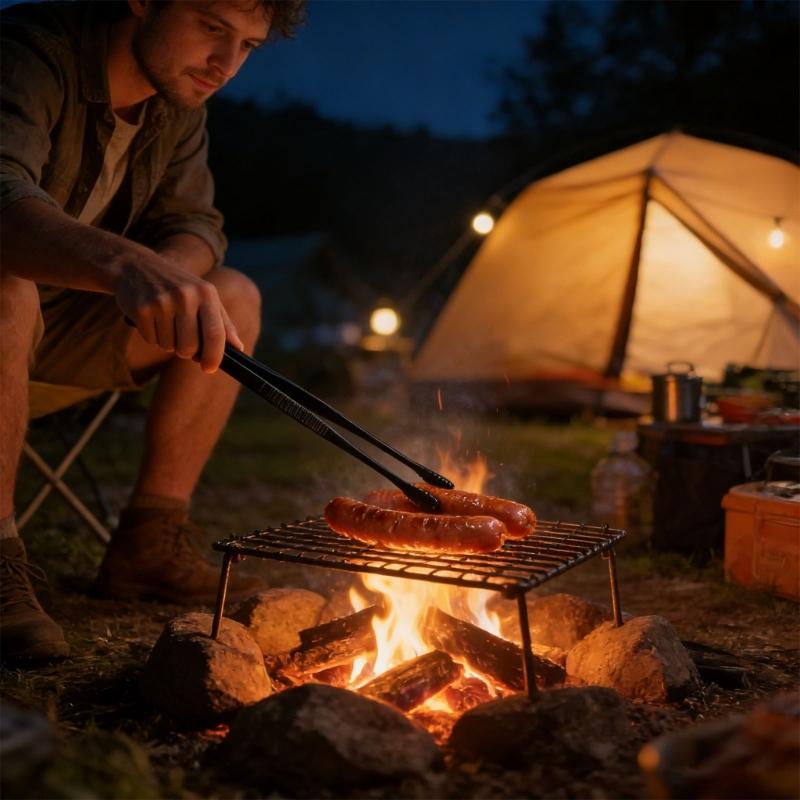 652F Pack of 3 Practical Stainless Steel Grilling Tongs Dishwasher Safe Convenient Long Tweezer for Kitchen Use