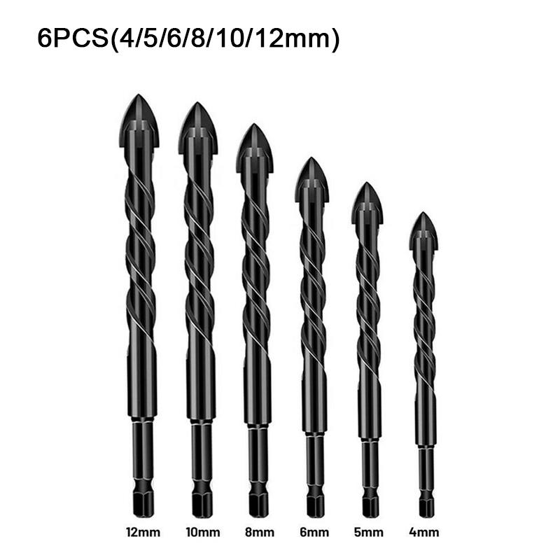 6/5/7 шт. Набор сверл по плитке с крестообразным шестигранником, твердосплавные треугольные сверла по фарфору, камню, стеклу, керамике, бетону, открывалка для отверстий в стене
