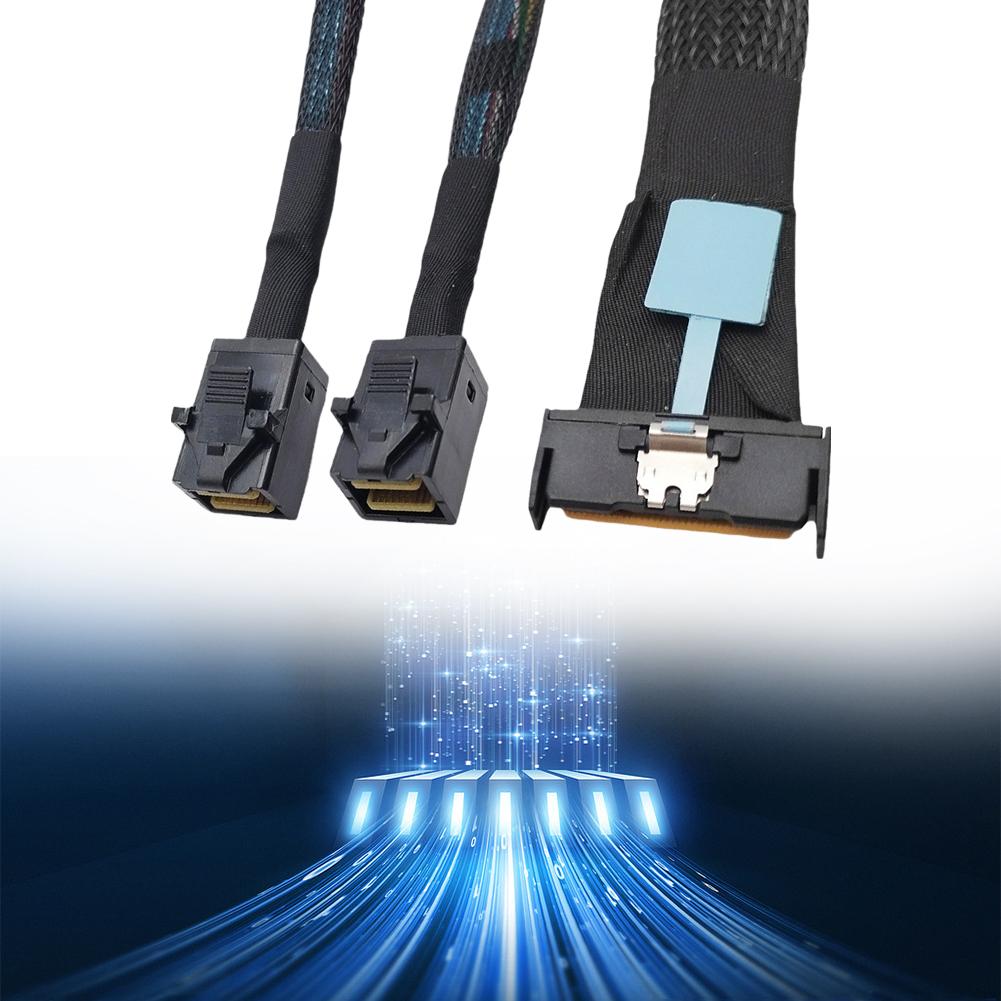 Кабель MCIO 8i 74P Slimline SAS To 2-SFF-8643 Кабель-адаптер PCIE5.0 Кабель-адаптер для сервера 32 ГТ/с Высокоскоростной кабель-адаптер для сервера