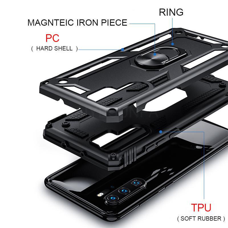 Роскошный противоударный бронированный чехол-подставка Автомобильный держатель кольцо Магнитный чехол для Huawei Samsung Xiaomi iPhone