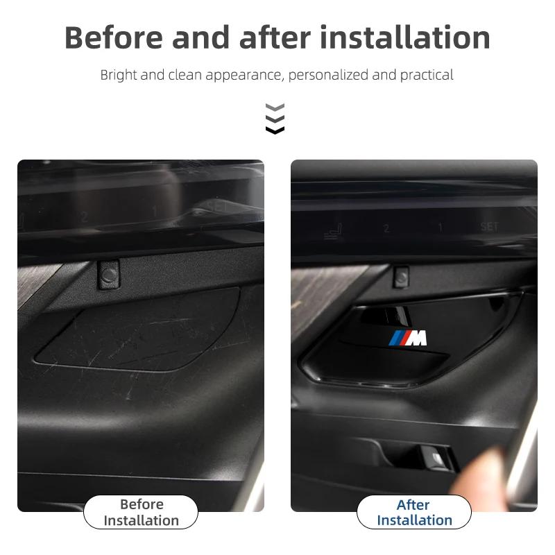 2025 Hot For BMW 5 Series G60 2024 Car Interior Door Bowl Decorative Plate Door Handle Puller Protection Sticker Car Accessories