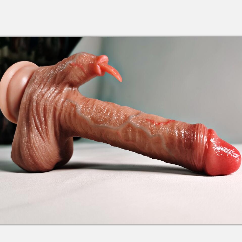 Пульт Дистанционного Управления Фаллоимитатор Пенис Женская Мастурбация Лесбийские Секс-Игрушки Масштабирование Нагрев Вибратор Жидкий Силикон Настоящие Вены Облизывание Языка Клитор Пинч Мяч