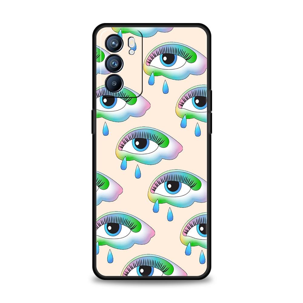 Модный Чехол для Телефона с Ресницами для Oppo A17 A31 A54 A57 A78 A79 A98 Find X5 X6 Reno 6 7 8 10 11 12 13 F Pro 5G Мягкий ТПУ Чехол