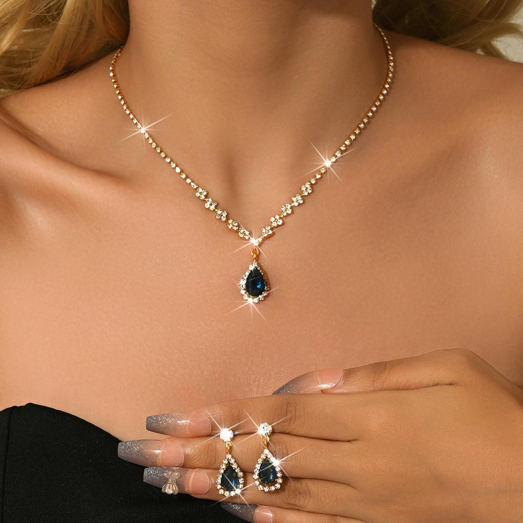 Necklace And Bracelet Accessory Set - Zircon Wedding Accessories Set - Bride's Jewelry Set