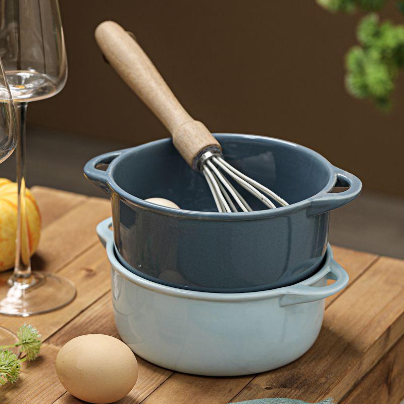 Керамическая миска для запекания с двумя ручками и крышкой (400-600 мл) - Суп от ожогов, Яйцо, Пудинг, Кастрюля для тушения