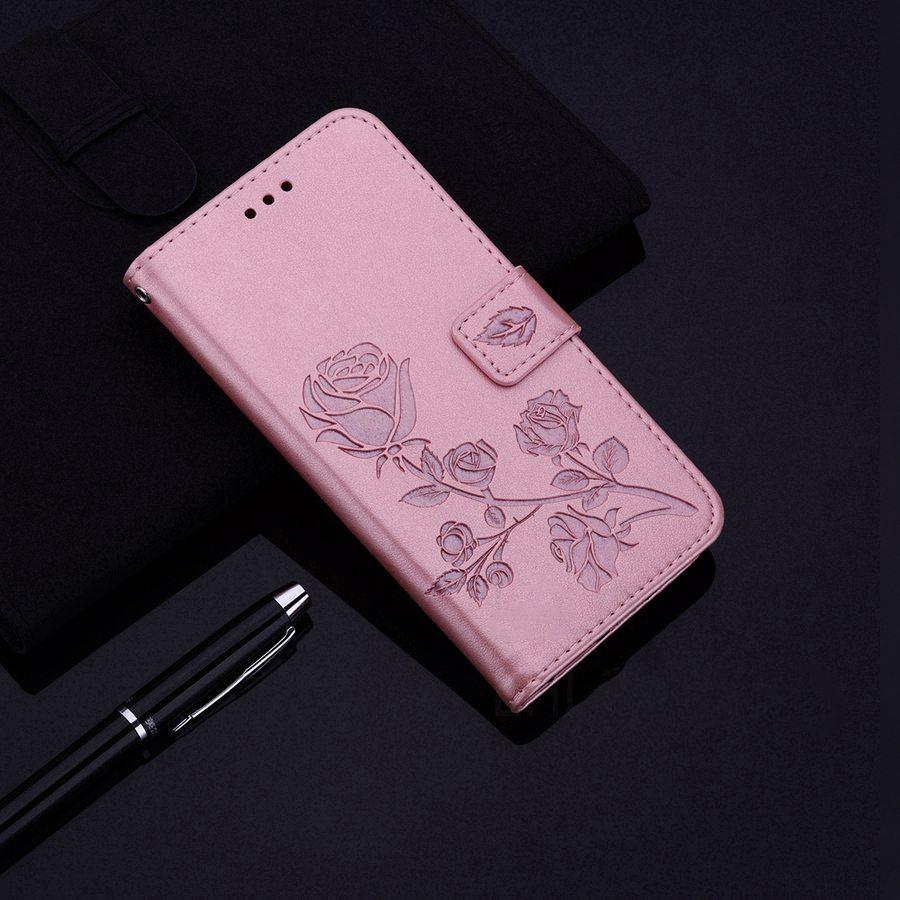 Кожаный кошелек с узором из роз, чехол-книжка для Apple iPhone 16 15 14 Plus 11 12 13 Pro Max XS XR X 8 7 Samsung Galaxy S8 S9 Xiaomi Redmi Poco