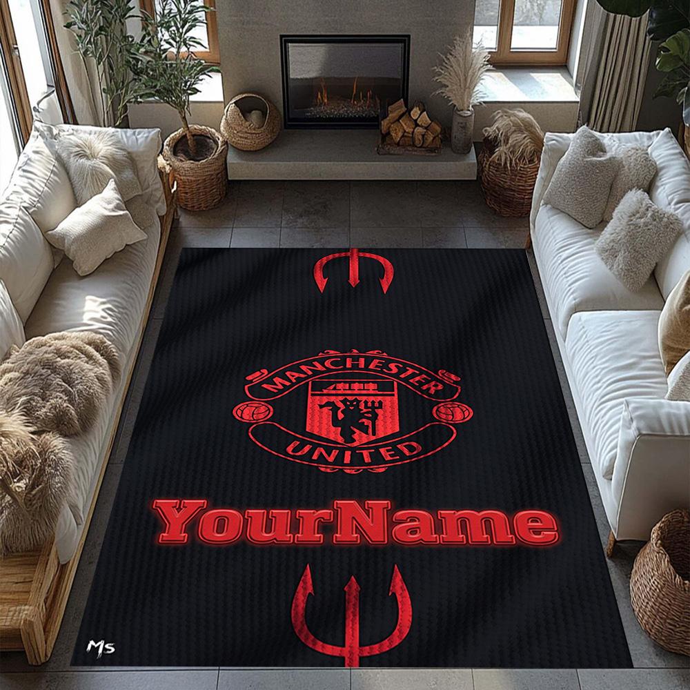 Manchester Customizable Name Carpet Design for Playrooms Kitchen Bedrooms Outdoor Antislip Carpet Anime Office Decor Perfect Gift for Friends & Family