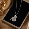 Поставка Модный S925 Серебряный Натуральный Лед Прозрачный Белый Халцедон Ожерелье-Бант Яйцо Лицо Подвесной Светильник Роскошная Ключичная Цепочка