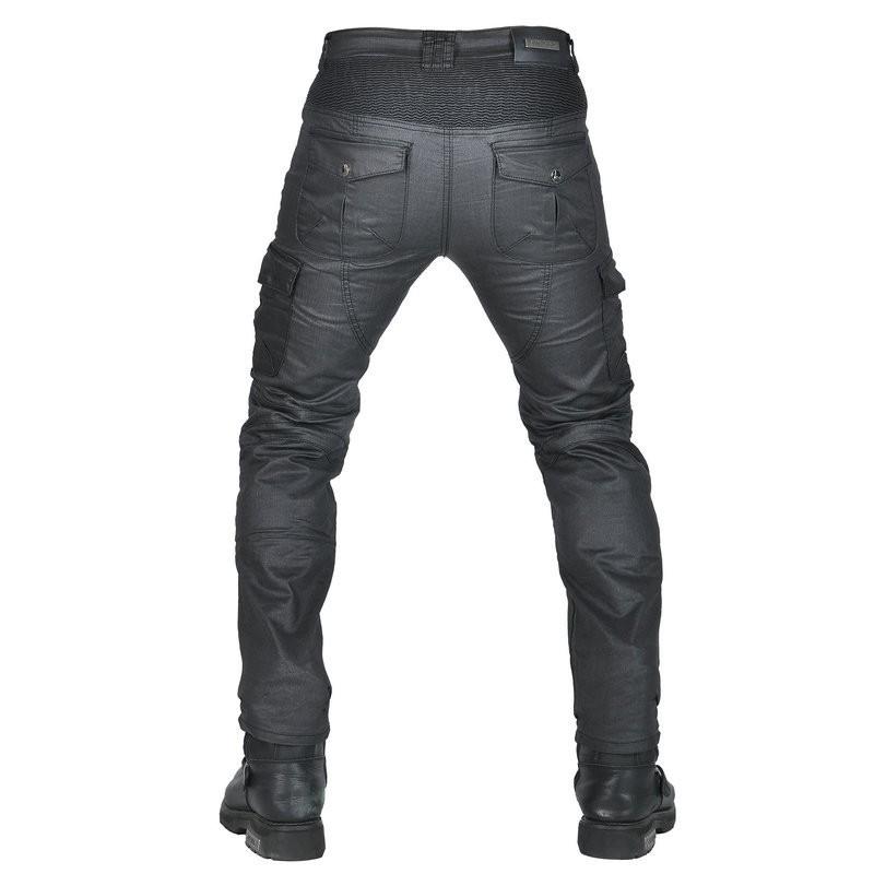 Mens Motorcycle Riding Pants With Protective Padding Reinforced Seams Multi-Pocket Tactical Design Stretchable Coated Fabric Fall