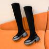 Мода осень зима сексуальные женские сапоги выше колена эластичные силовые женские сапоги на платформе модная женская обувь женские длинные сапоги