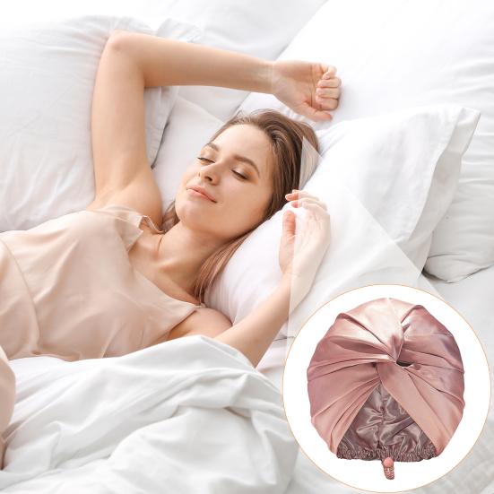 Шапочка для ухода за волосами Двухслойная из искусственного шелка Шапочка для сна Регулируемая сзади Пряжка Шапка-тюрбан Однотонный Домашний головной убор