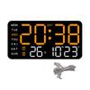 Digital Wall Clock Large Display Auto Dimming Easy-Setup Temperature Calendar Countdown Timer Silent Hanging Clock