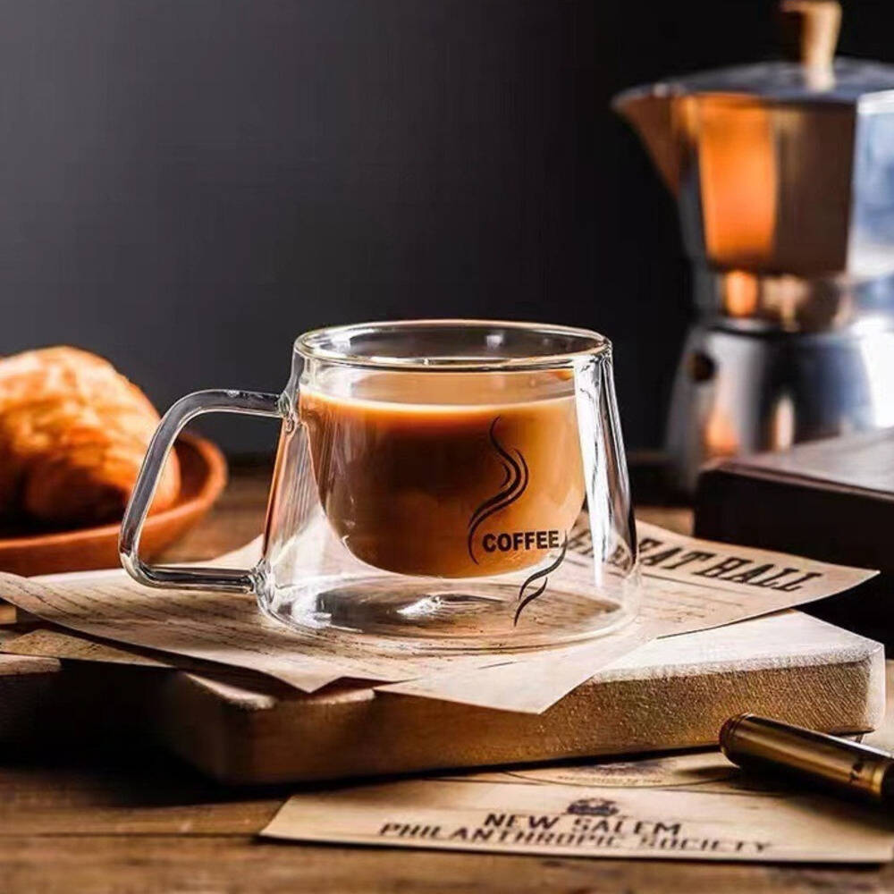 200 мл Высоко боросиликатное термостойкое стекло с двойными стенками кружка для кофе выдувная ручная пивная кружка стаканы для питья с ручкой