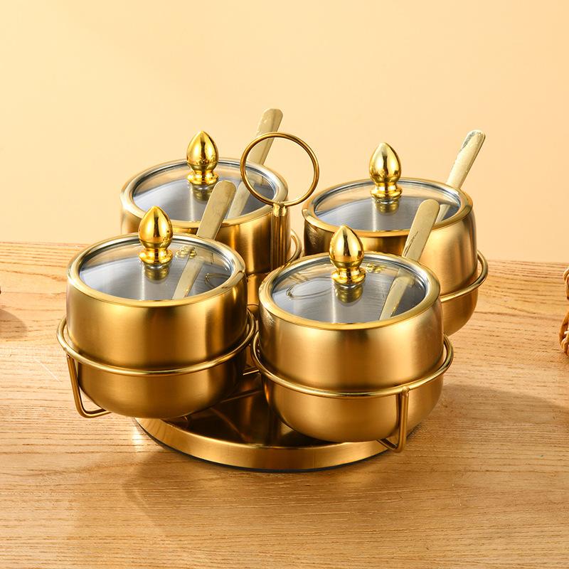 Household 304 Stainless Steel Seasoning Tank Buffet Restaurant Hotel Korean Gold Seasoning Salt Tank Seasoning Storage Tank