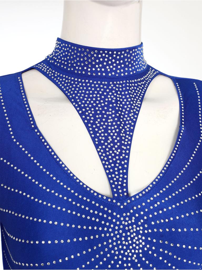 Женский гимнастический комбинезон с блестящими стразами, пэчворк, с воротником-стойкой, длинными рукавами, застежкой-молнией на спине.