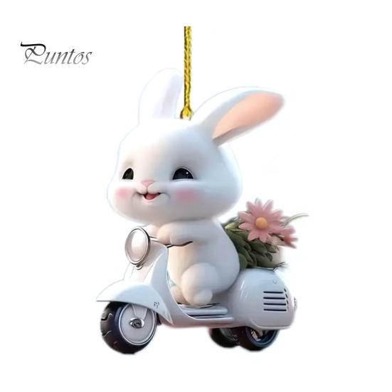 Bunny Christmas Ornaments Christmas Tree Ornaments Little Rabbit Pattern 2D Flat Acrylic Decorative Pendant Interior Rearview Mirror Hanging Ornament