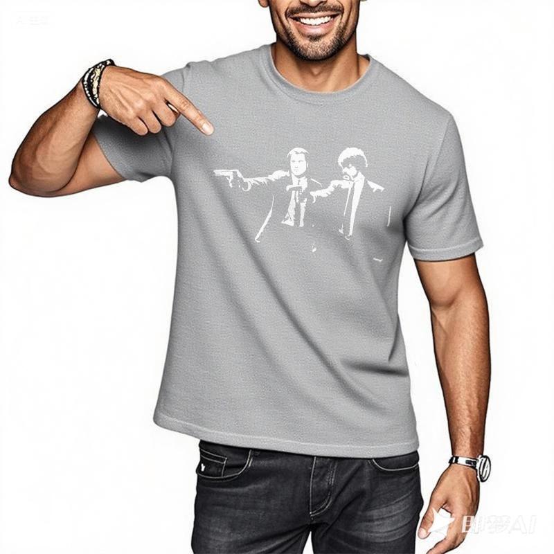 Summer top ONeck Cheap Tshirt Two Men Pointing Guns Streetwear Cheap Tshirt Fashionable Workout Tshirt for man