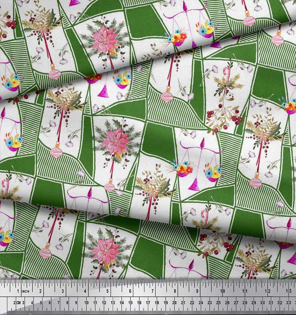 Soimoi Японская креп-сатиновая ткань с листьями, орнаментами и цветочным принтом пуансеттии, ткань по метрам 42 дюйма