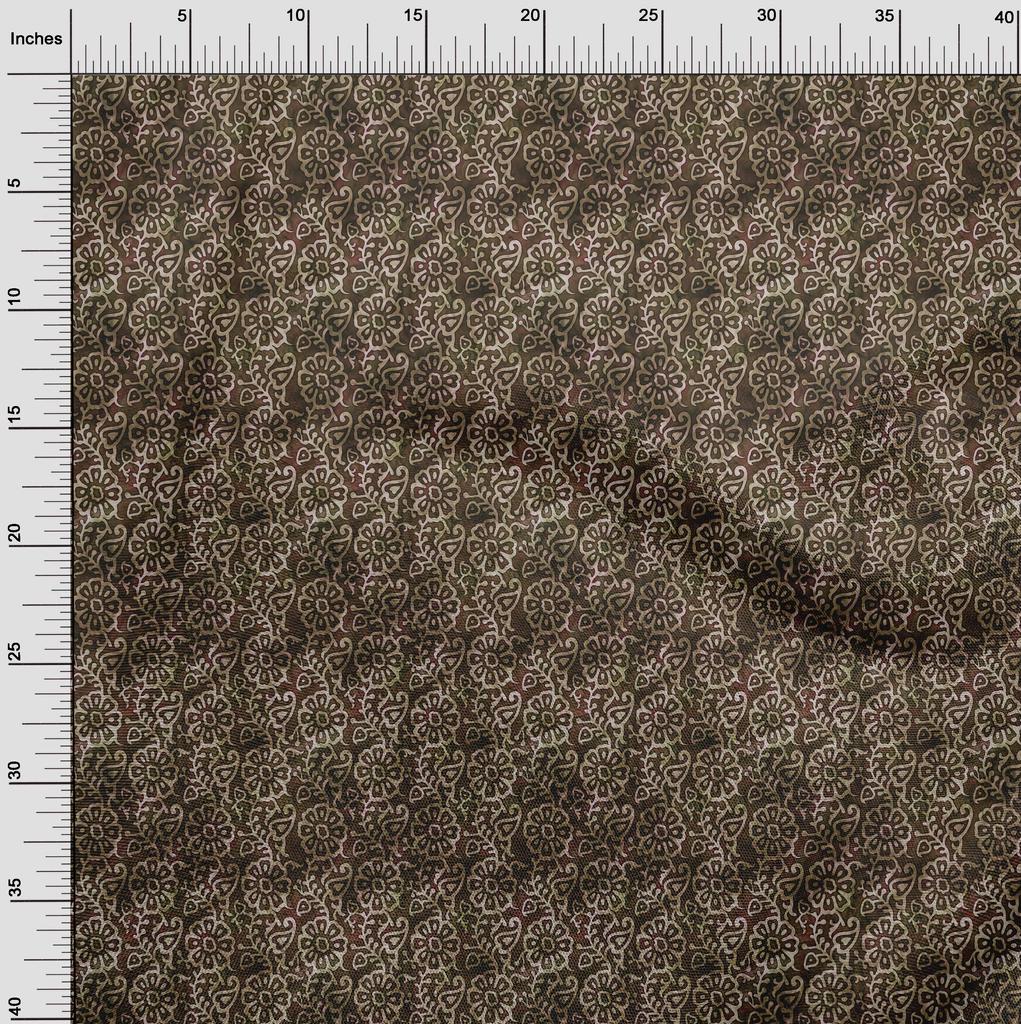 oneOone Ткань Cotton Flex Dark Rose Brown, азиатский батик, цветочный швейный материал, принт, ткань по ярдам, 40 дюймов
