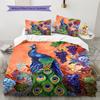 Peacock Oil Painting Pattern Bedding Quilt Set Quilt Cover Pillowcase Home Decoration Birthday Gift (1 * duvet cover + 2 * pillowcase, without core)
