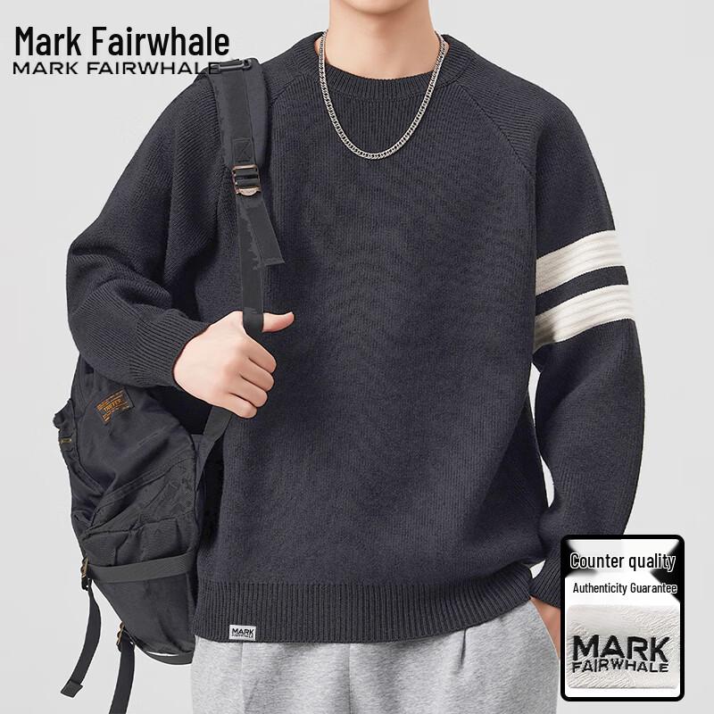 Mark Fairwhale Men's Casual Loose Fit Round Neck Pullover Sweater
