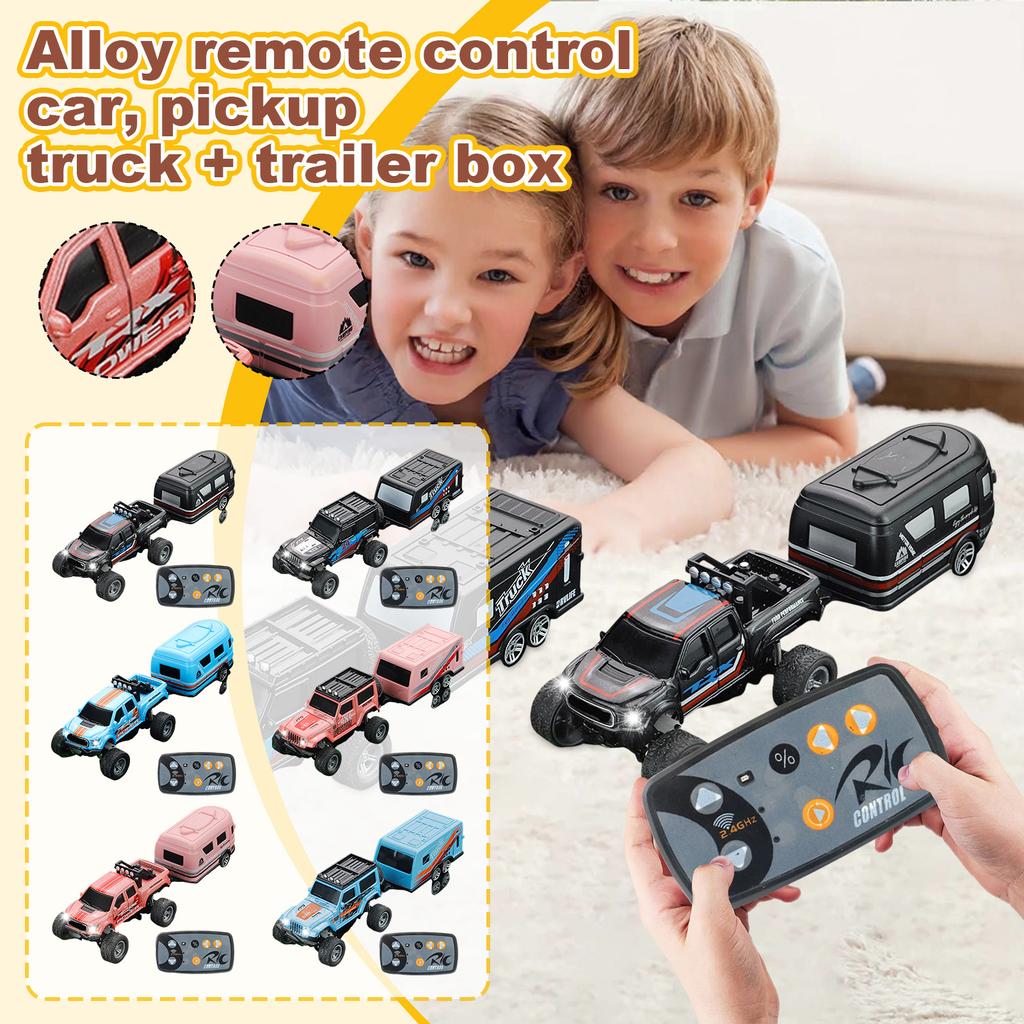 Alloy Remote Control Car Pickup Off-road Vehicle + Trailer Rechargeable Drift Racing Car Children's Car Electric Toy
