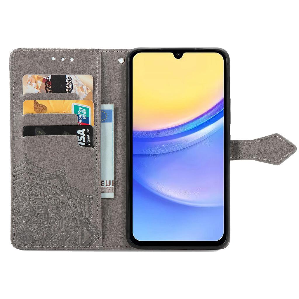 For Samsung Galaxy A15 4G/A15 5G Case Leather Embossed Mandala Pattern Phone Cover