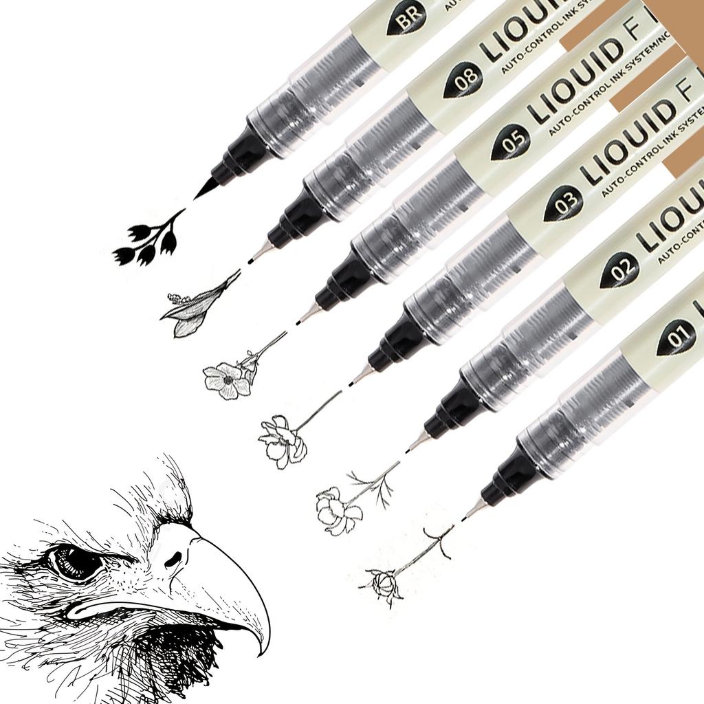 8Pcs Waterproof Fineliner Pens Black Pigment Ink Micron Liner Pen For Drawing Sketching Animation