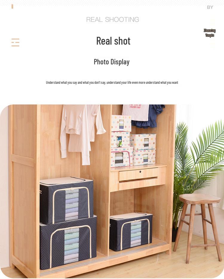 Водонепроницаемый ящик для хранения из ткани Оксфорд со стальным каркасом и прозрачным складным дизайном для гардероба, автомобиля или хранения одеял.