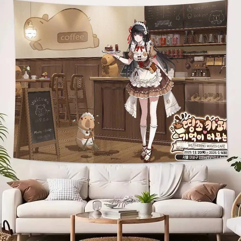 Chisa Wuthering Wave Kawaii Anime Girl Printed Tapestry Wall Hanging Sexy Style Fantasy Background Home Decoration