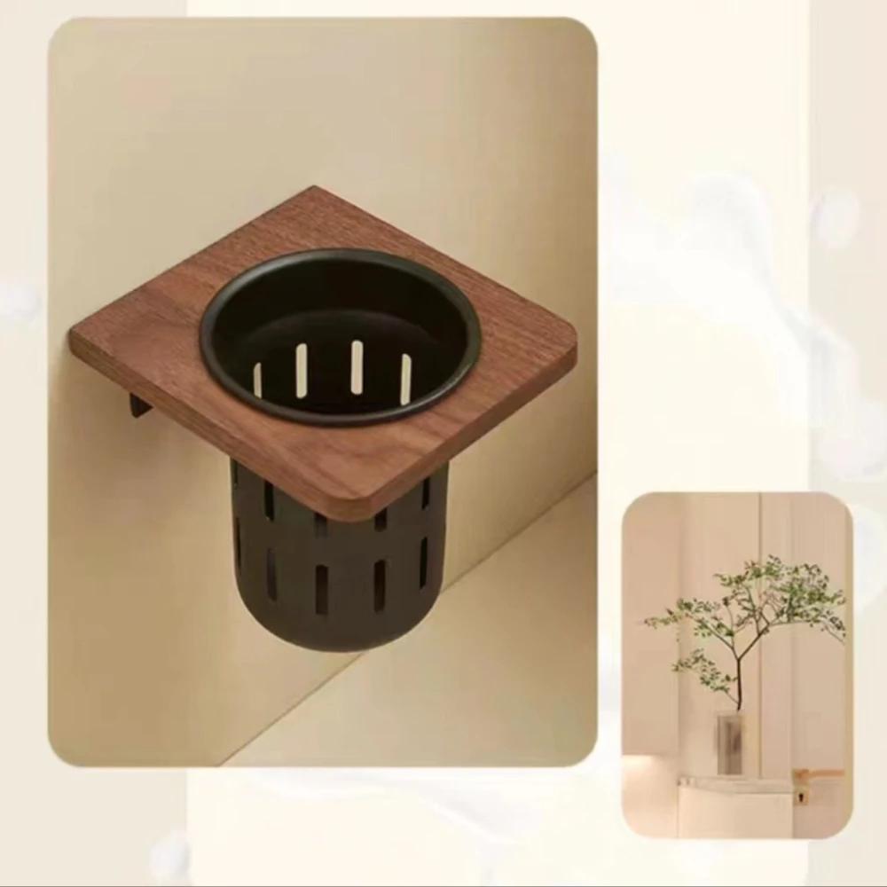 Walnut Metal Toilet Brush Holder Wall Mounted no dead Toilet Brush Storage Rack Bathroom Shelf Toilets Set of Accessories