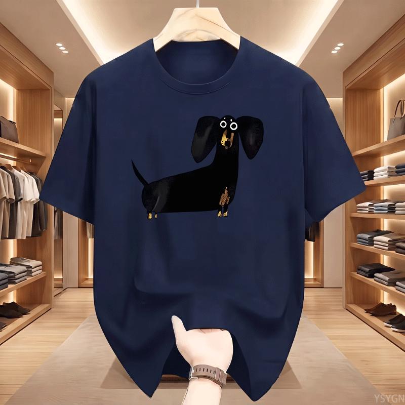 Funny Dachshund With Big Eyes Printed Tshirt Cotton Summer Short Sleeve Tshirt Unisex Unisex Round Neck Casual Soft Tees Clothing