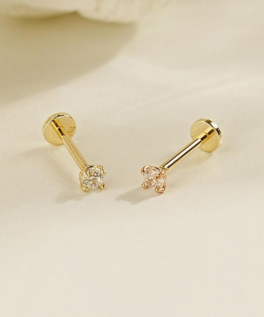 Minimalpiercing 14K Внутренняя резьба Муассанит Алмаз Лабрет Пирсинг носа 0,8 мм