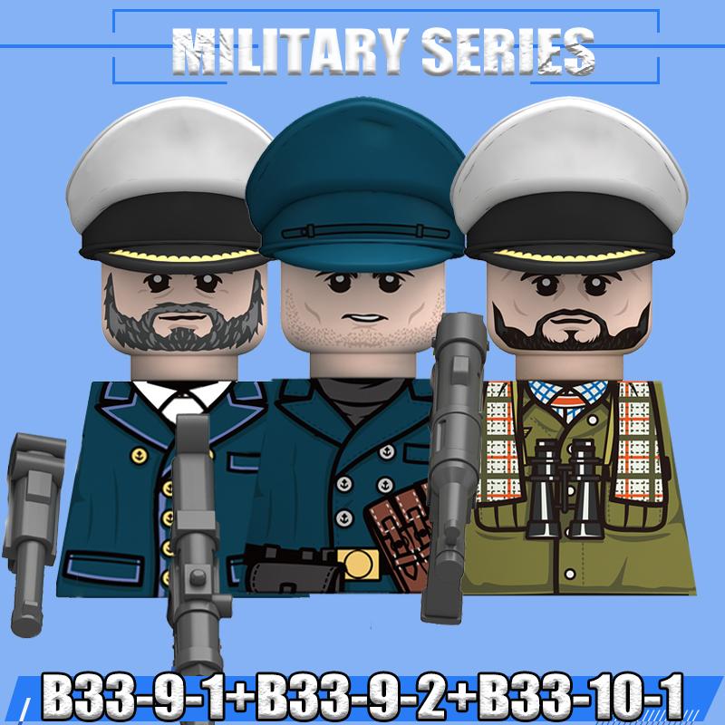 Фигурки военных моряков времен Второй мировой войны, строительные блоки, лидер, армейский воин, командир лодки, артиллерийские аксессуары, кирпичики-оружие, игрушки, подарки