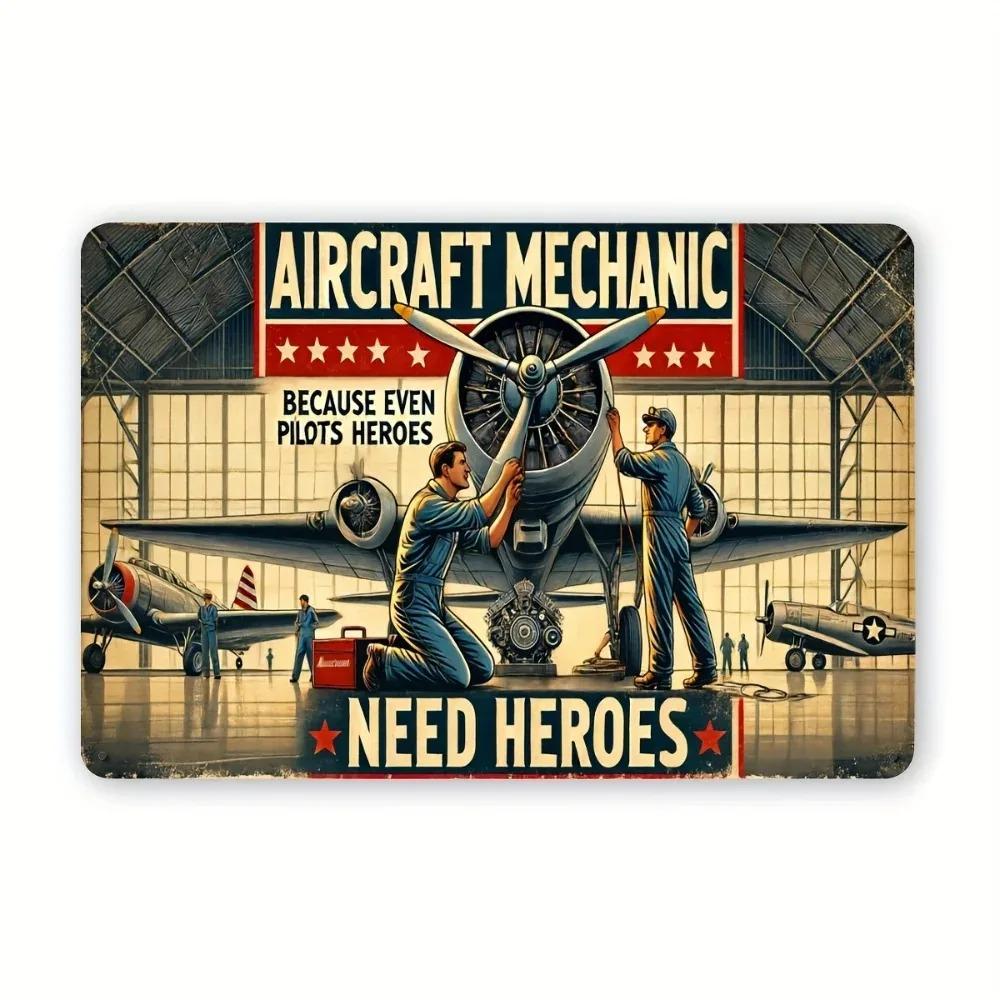 ClassicAeroDecor Винтажная табличка Механика самолета Алюминиевая Военное Настенное искусство для ангара Офисный Декор Подарок