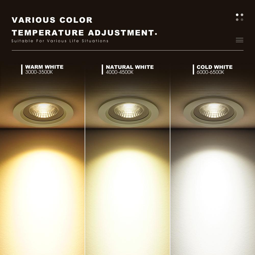 LED Recessed Downlights Anti-glare Angle Adjustable 7W 12W AC85-265V Dimmable Ceiling Spotlight Indoor Bedroom Living Lighting