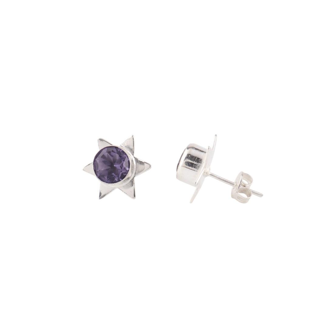 Iolite Gemstone 925 Sterling Silver Jewelry Handmade Stud Earrings0.44" For Gift EE-175-16
