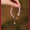 Women's Pink Crystal Peach Blossom Beaded Bracelet - Chinese Style, Unique Gift Jewelry