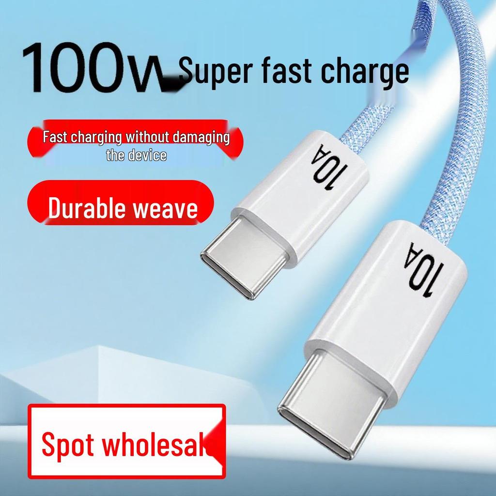 Высокоскоростной плетеный USB-C кабель 100 Вт для Huawei, Xiaomi, Meizu