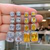 Jewelry Style Retro Popular Simulation White Diamond Yellow Diamond Rectangular Earrings
