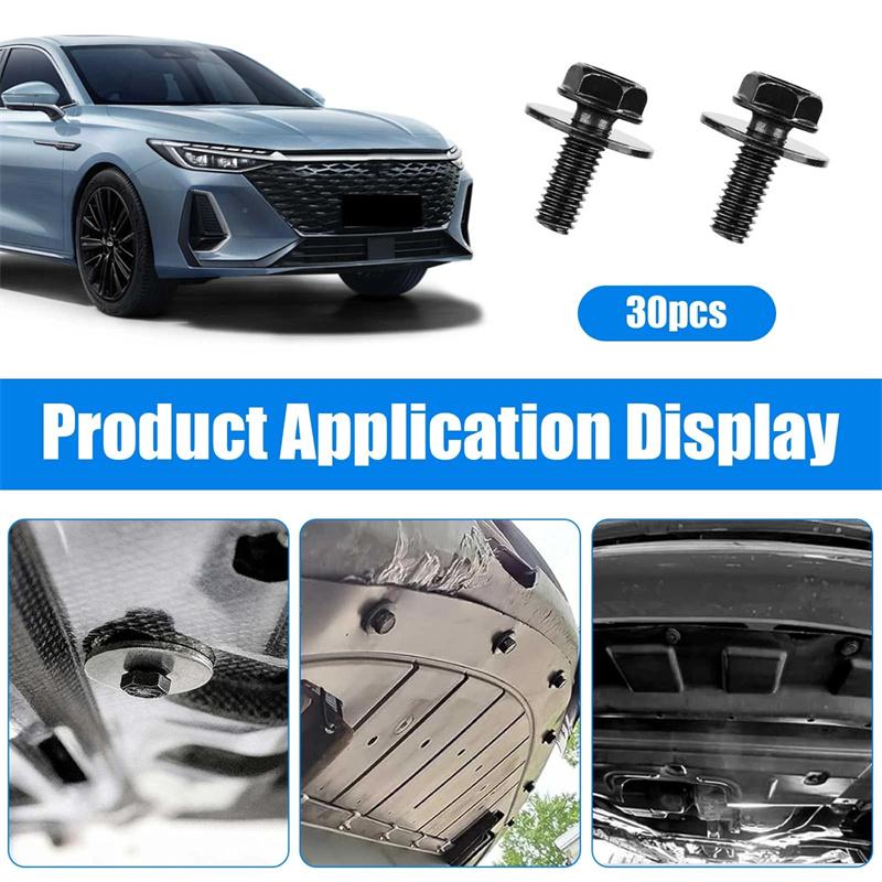 30Pcs M6 X 1.0 Transmission Pan Bolts,17Mm Transmission Oil Pan Bolts Hex Head With 18Mm Washer, Replacement Part: 11508930