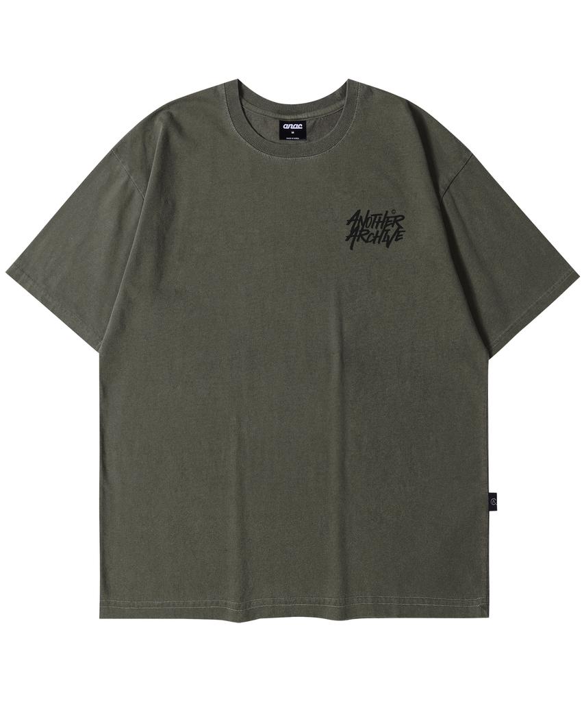 ANOTHER ARCHIVE Pigment Graffiti Logo Short Sleeve T-Shirt_Khaki