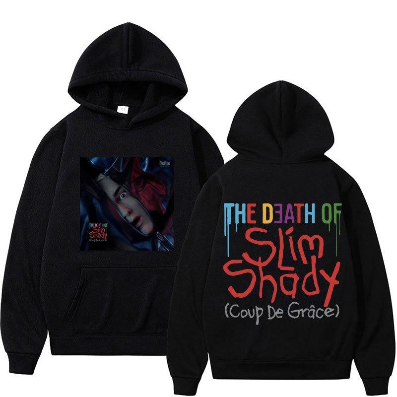 Ограниченная серия Худи Eminem The Death of Slim Shady Мужская Модная Худи с Принтом Повседневная Худи-Свитшот Harajuku Мужская Одежда