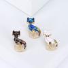 Cartoon Cat Corsage, Creative Three-Color Enamel Kitten Brooch, The Same Elegant Suit Pin For Men And Women
